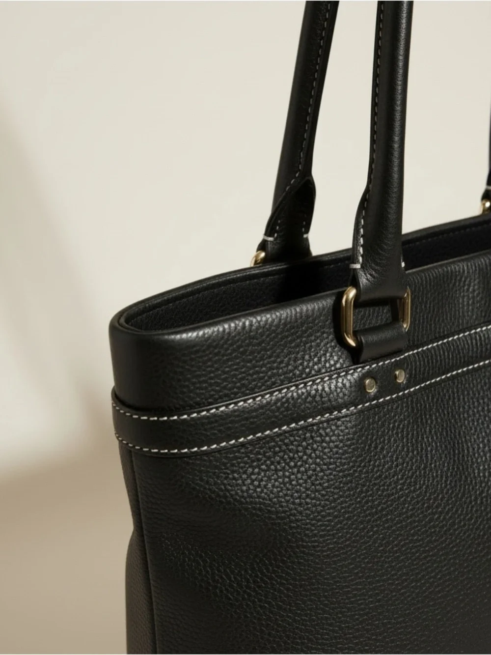 ✨ Kate Spade Black Pebbled Leather Tote Green Lining Shoulder Bag Large EUC